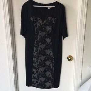 Black with flower lace evening dress